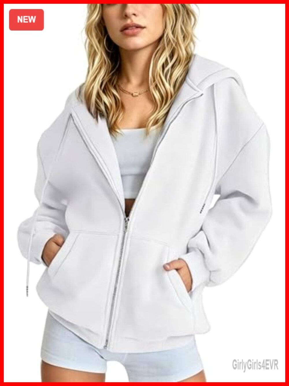 Oversized Zip Up Hoodie Womens Fleece Sweatshirt Y2K Fall Winter Long Sleeve